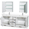 Custom image for White with Brushed Chrome Trim / White Cultured Marble, Rectangular Sink / Medicine Cabinets