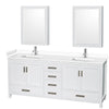 Custom image for White with Brushed Chrome Trim / White Cultured Marble, Rectangular Sink / Medicine Cabinets