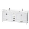 Custom image for White with Brushed Chrome Trim / White Cultured Marble, Rectangular Sink / No Mirror