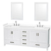 Custom image for White with Brushed Chrome Trim / White Cultured Marble, Rectangular Sink / 24