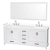 Custom image for White with Brushed Chrome Trim / White Cultured Marble, Rectangular Sink / 70