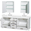 Custom image for White with Brushed Chrome Trim / White Cultured Marble, Rectangular Sink / Medicine Cabinets