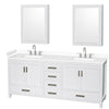 Custom image for White with Brushed Chrome Trim / White Cultured Marble, Rectangular Sink / Medicine Cabinets