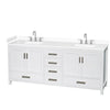 Custom image for White with Brushed Chrome Trim / White Cultured Marble, Rectangular Sink / No Mirror