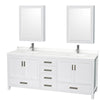 Custom image for White with Brushed Chrome Trim / White Quartz, Rectangular Sink / Medicine Cabinets