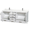 Custom image for White with Brushed Chrome Trim / White Quartz, Rectangular Sink / No Mirror