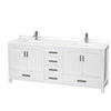 Custom image for White with Brushed Chrome Trim / White Quartz, Rectangular Sink / No Mirror