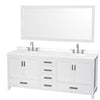 Custom image for White with Brushed Chrome Trim / White Quartz, Rectangular Sink / 70