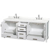Custom image for White with Brushed Chrome Trim / White Quartz, Rectangular Sink / No Mirror