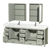 Custom image for Light Green with Brushed Nickel Trim / Carrara Cultured Marble, Rectangular Sink / Medicine Cabinets