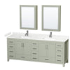 Custom image for Light Green with Brushed Nickel Trim / Carrara Cultured Marble, Rectangular Sink / Medicine Cabinets
