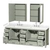 Custom image for Light Green with Brushed Nickel Trim / Carrara Cultured Marble, Rectangular Sink / Medicine Cabinets