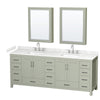 Custom image for Light Green with Brushed Nickel Trim / Carrara Cultured Marble, Rectangular Sink / Medicine Cabinets
