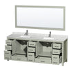 Custom image for Light Green with Brushed Nickel Trim / White Carrara Marble, Rectangular Sink / 70