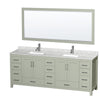 Custom image for Light Green with Brushed Nickel Trim / White Carrara Marble, Rectangular Sink / 70