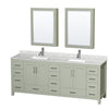 Custom image for Light Green with Brushed Nickel Trim / White Carrara Marble, Rectangular Sink / Medicine Cabinets