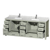 Custom image for Light Green with Brushed Nickel Trim / White Carrara Marble, Rectangular Sink / No Mirror