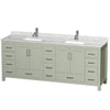 Custom image for Light Green with Brushed Nickel Trim / White Carrara Marble, Rectangular Sink / No Mirror