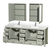Custom image for Light Green with Brushed Nickel Trim / Giotto Quartz, Rectangular Sink / Medicine Cabinets