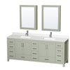 Custom image for Light Green with Brushed Nickel Trim / Giotto Quartz, Rectangular Sink / Medicine Cabinets