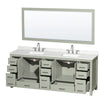 Custom image for Light Green with Brushed Nickel Trim / Giotto Quartz, Rectangular Sink / 70