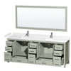 Custom image for Light Green with Brushed Nickel Trim / White Cultured Marble, Rectangular Sink / 70