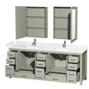 Custom image for Light Green with Brushed Nickel Trim / White Cultured Marble, Rectangular Sink / Medicine Cabinets
