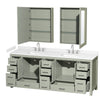 Custom image for Light Green with Brushed Nickel Trim / White Cultured Marble, Rectangular Sink / Medicine Cabinets