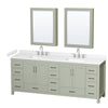 Custom image for Light Green with Brushed Nickel Trim / White Cultured Marble, Rectangular Sink / Medicine Cabinets