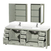 Custom image for Light Green with Brushed Nickel Trim / White Quartz, Rectangular Sink / Medicine Cabinets