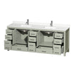 Custom image for Light Green with Brushed Nickel Trim / White Quartz, Rectangular Sink / No Mirror