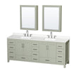 Custom image for Light Green with Brushed Nickel Trim / White Quartz, Rectangular Sink / Medicine Cabinets