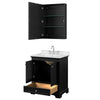 Custom image for Dark Espresso with Polished Chrome Trim / Carrara Cultured Marble, Rectangular Sink / Medicine Cabinet