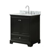 Custom image for Dark Espresso with Polished Chrome Trim / White Carrara Marble, Oval Sink / No Mirror