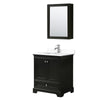 Custom image for Dark Espresso with Polished Chrome Trim / White Cultured Marble, Rectangular Sink / Medicine Cabinet