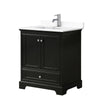 Custom image for Dark Espresso with Polished Chrome Trim / White Cultured Marble, Rectangular Sink / No Mirror