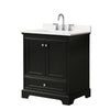 Custom image for Dark Espresso with Polished Chrome Trim / White Quartz, Rectangular Sink / No Mirror