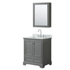 Custom image for Dark Gray with Polished Chrome Trim / White Carrara Marble, Rectangular Sink / Medicine Cabinet