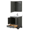 Custom image for Dark Gray with Polished Chrome Trim / White Cultured Marble, Rectangular Sink / Medicine Cabinet