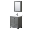 Custom image for Dark Gray with Polished Chrome Trim / White Cultured Marble, Rectangular Sink / Medicine Cabinet