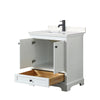 Custom image for White with Matte Black Trim / Carrara Cultured Marble, Rectangular Sink / No Mirror