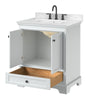 Custom image for White with Matte Black Trim / Carrara Cultured Marble, Rectangular Sink / No Mirror