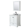 Custom image for White with Matte Black Trim / White Carrara Marble, Oval Sink / Medicine Cabinet