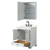 Custom image for White with Matte Black Trim / Giotto Quartz, Rectangular Sink / Medicine Cabinet