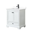Custom image for White with Matte Black Trim / White Cultured Marble, Rectangular Sink / No Mirror