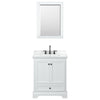 Custom image for White with Matte Black Trim / White Cultured Marble, Rectangular Sink / Medicine Cabinet