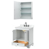 Custom image for White with Matte Black Trim / White Cultured Marble, Rectangular Sink / Medicine Cabinet