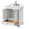 Custom image for White with Matte Black Trim / White Cultured Marble, Rectangular Sink / No Mirror
