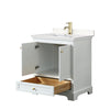 Custom image for White with Brushed Gold Trim / Carrara Cultured Marble, Rectangular Sink / No Mirror