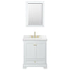 Custom image for White with Brushed Gold Trim / Carrara Cultured Marble, Rectangular Sink / Medicine Cabinet